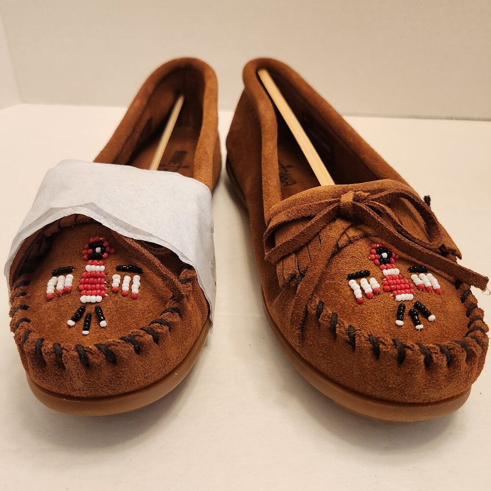 Minnetonka Women's Size 9.5 Brown Thunderbird II Moccasin Hard Sole NIB